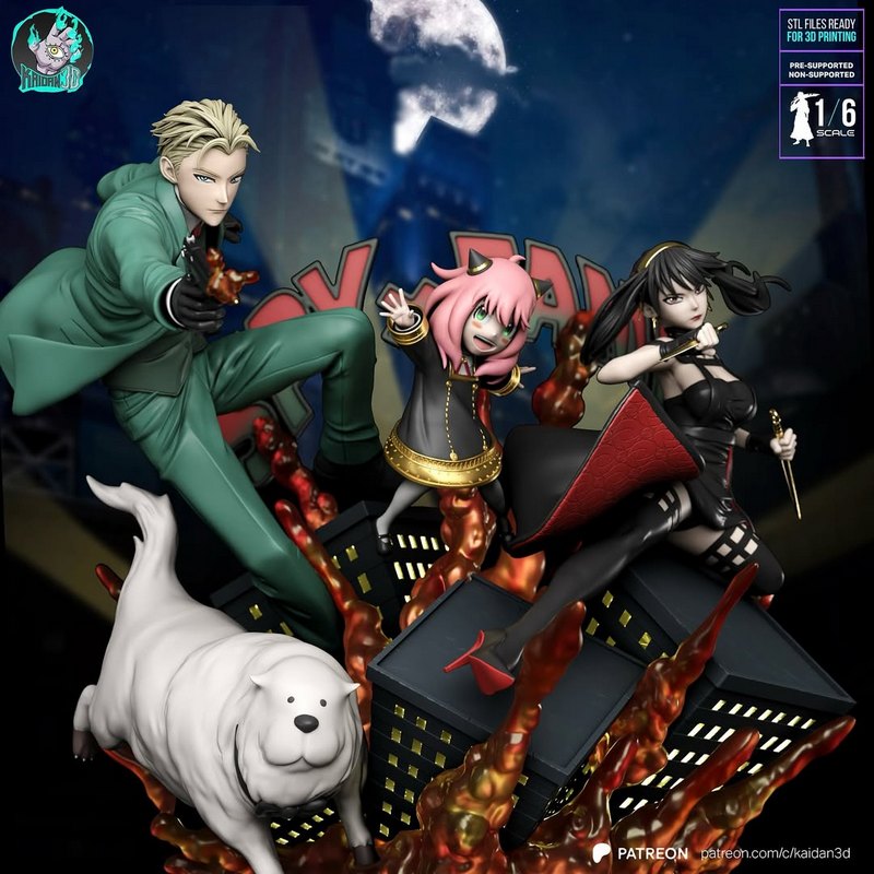 Kaidan – 隐瞒的家族 3D打印模型|Kaidan – Loid, Yor and Anya (Spy x Family) – 3D Print Model