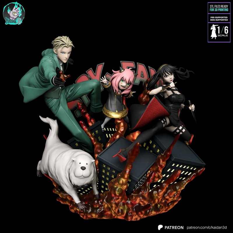 Kaidan – 隐瞒的家族 3D打印模型|Kaidan – Loid, Yor and Anya (Spy x Family) – 3D Print Model
