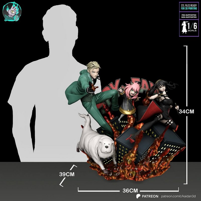Kaidan – 隐瞒的家族 3D打印模型|Kaidan – Loid, Yor and Anya (Spy x Family) – 3D Print Model