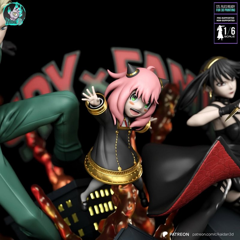 Kaidan – 隐瞒的家族 3D打印模型|Kaidan – Loid, Yor and Anya (Spy x Family) – 3D Print Model