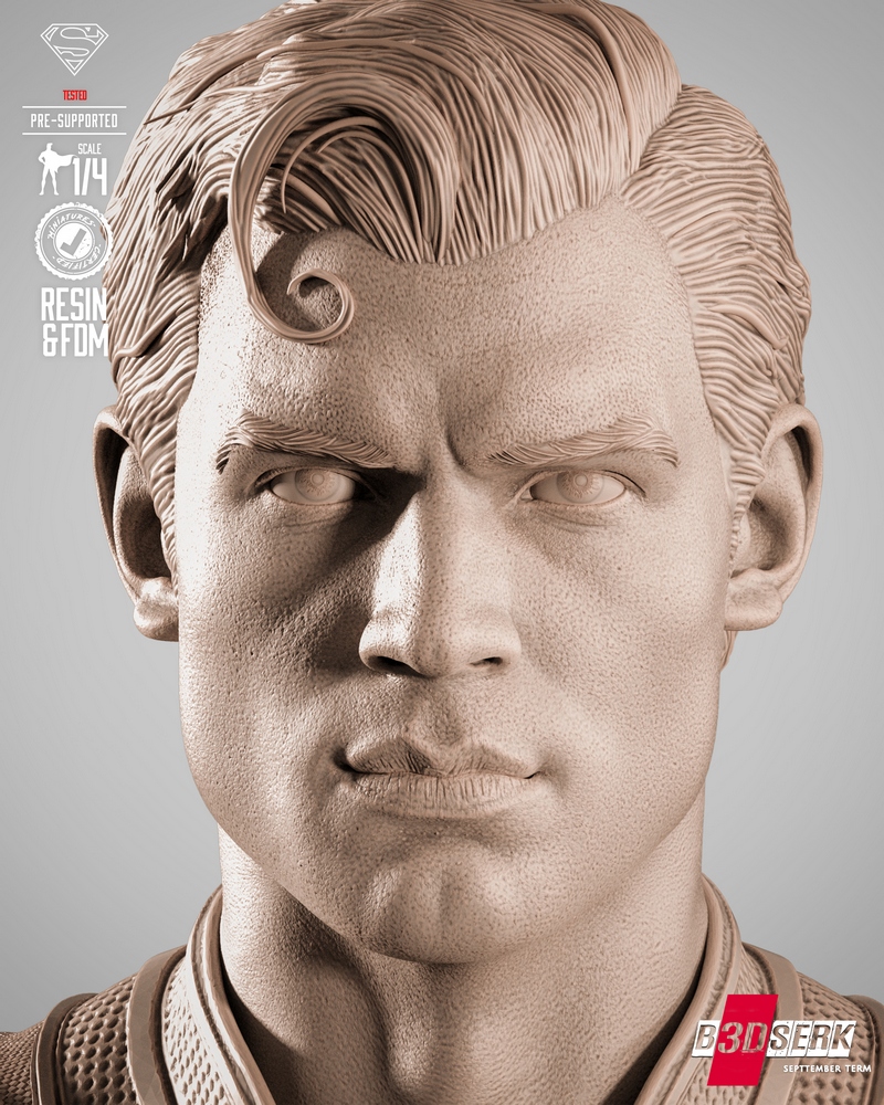 B3DSERK – 金刚狼 3D打印雕塑模型|B3DSERK – James Gunn Superman Portrait Bust – 3D Print Model