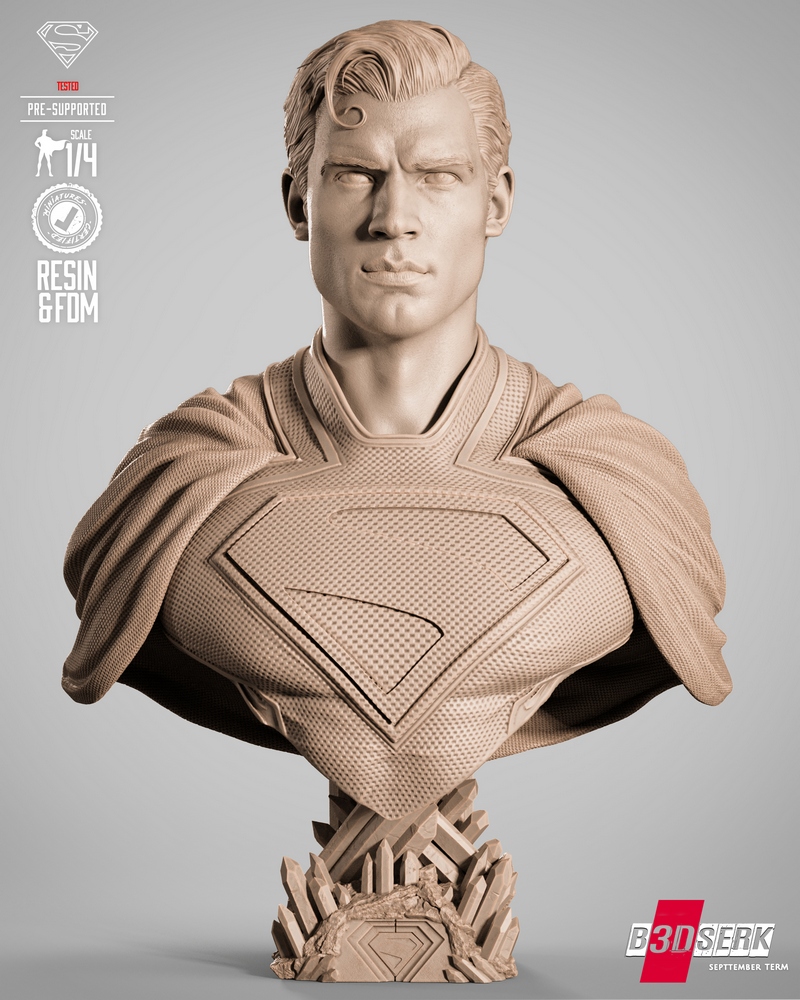 B3DSERK – 金刚狼 3D打印雕塑模型|B3DSERK – James Gunn Superman Portrait Bust – 3D Print Model