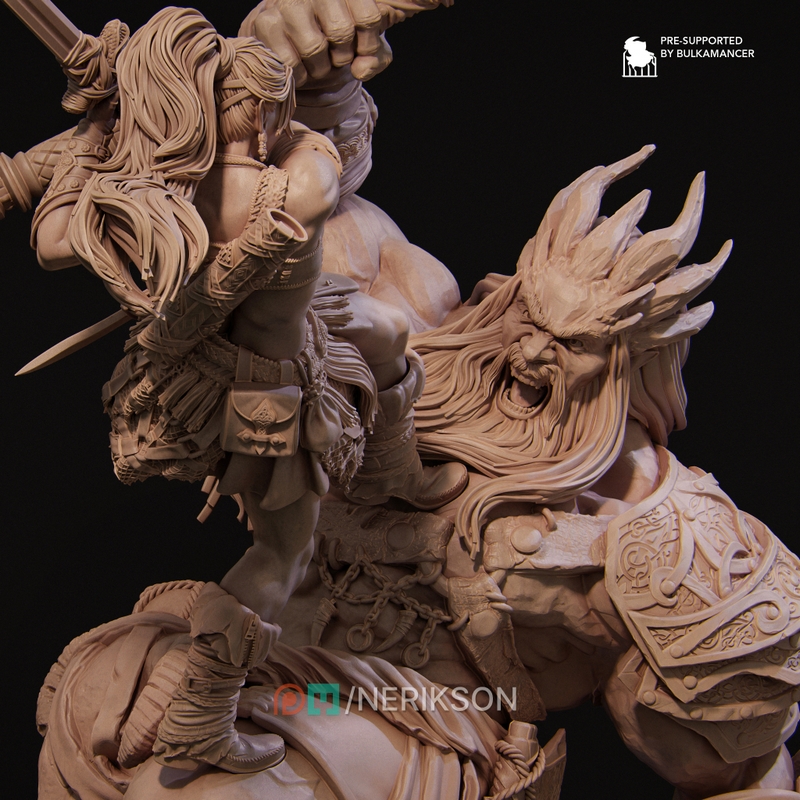 Nerikson - 《莉亚对巨兽》3D打印模型|Nerikson – Lia vs the Giant – 3D Print Model