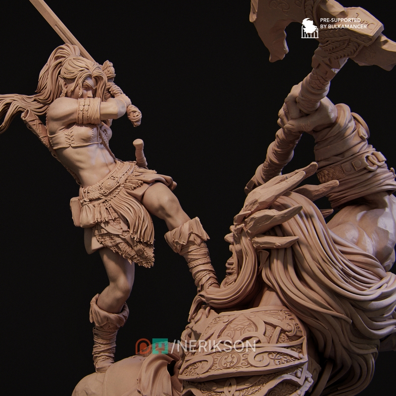 Nerikson - 《莉亚对巨兽》3D打印模型|Nerikson – Lia vs the Giant – 3D Print Model