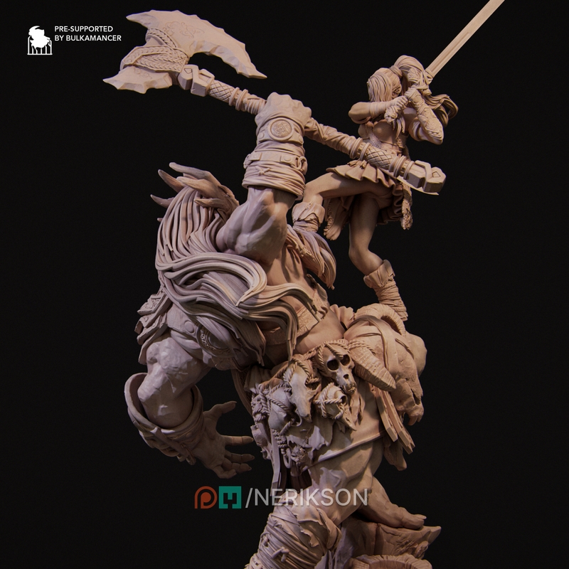 Nerikson - 《莉亚对巨兽》3D打印模型|Nerikson – Lia vs the Giant – 3D Print Model