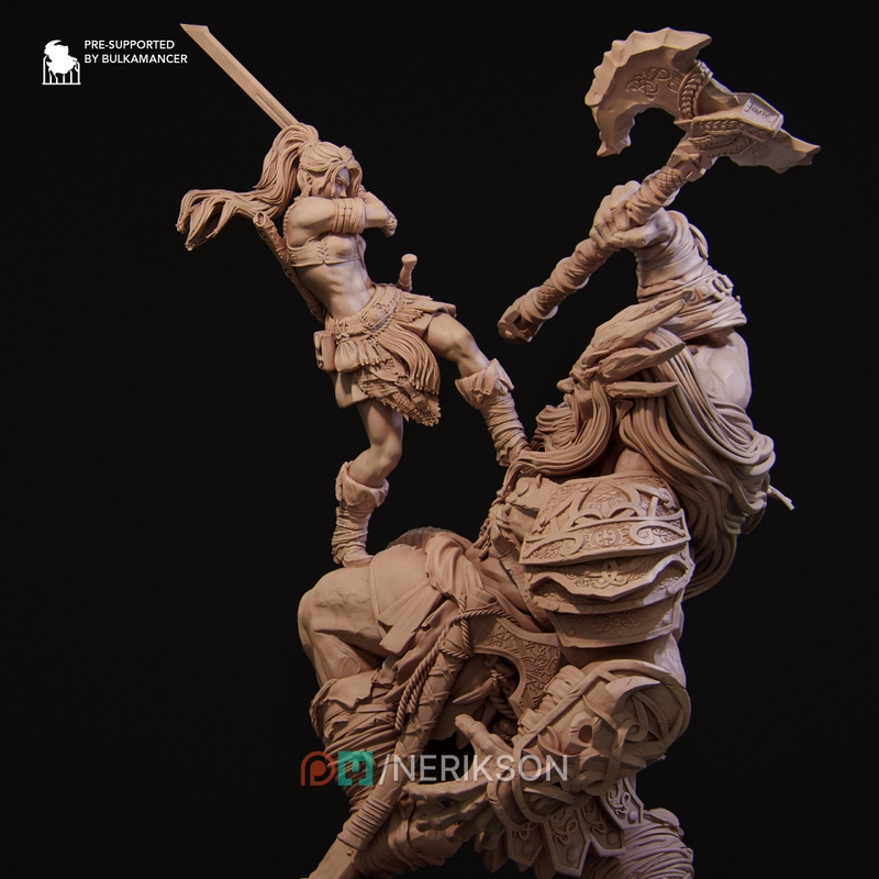 Nerikson - 《莉亚对巨兽》3D打印模型|Nerikson – Lia vs the Giant – 3D Print Model