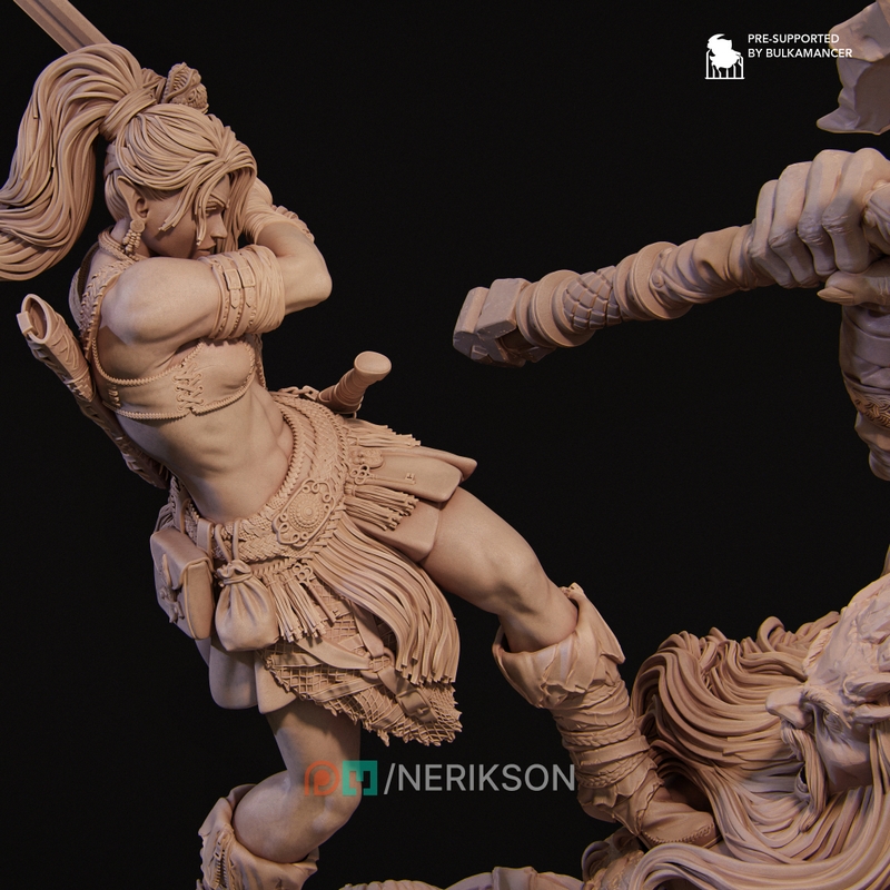 Nerikson - 《莉亚对巨兽》3D打印模型|Nerikson – Lia vs the Giant – 3D Print Model