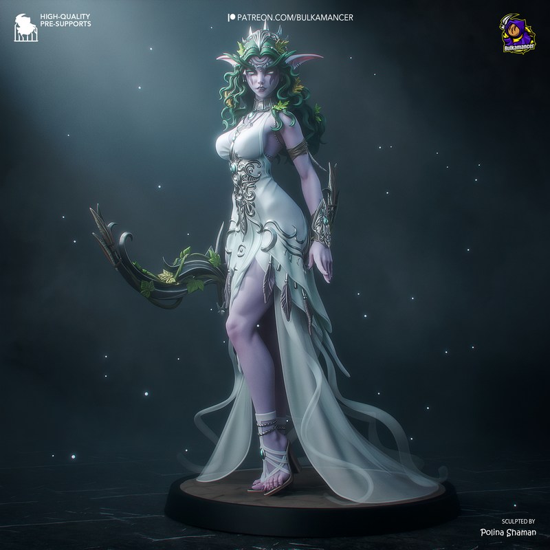 Bulkamancer打造的《泰兰德·语风》3D打印模型|Bulkamancer Sculpts – Tyrande Whisperwind – 3D Print Model