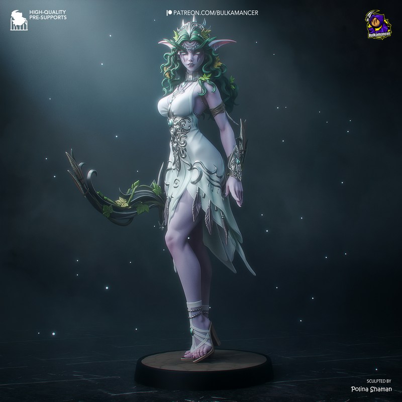 Bulkamancer打造的《泰兰德·语风》3D打印模型|Bulkamancer Sculpts – Tyrande Whisperwind – 3D Print Model
