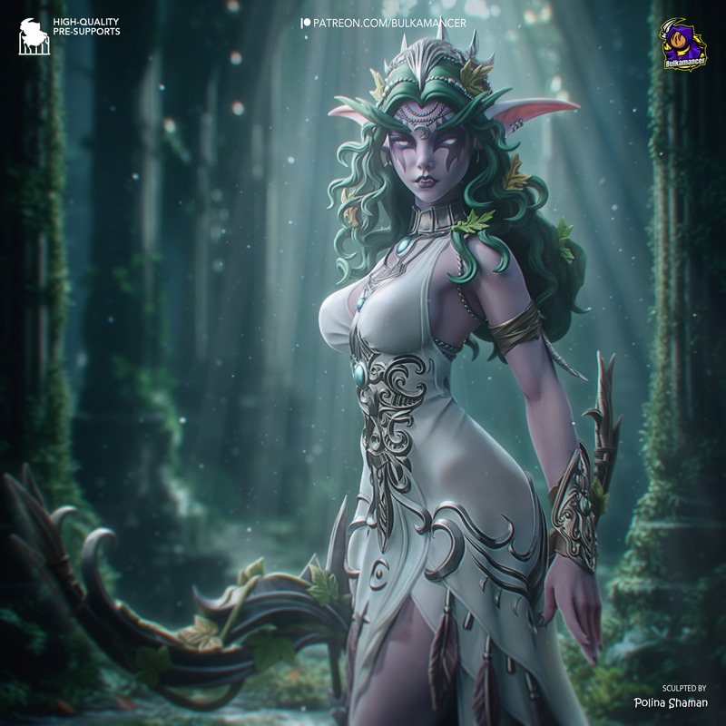 Bulkamancer打造的《泰兰德·语风》3D打印模型|Bulkamancer Sculpts – Tyrande Whisperwind – 3D Print Model