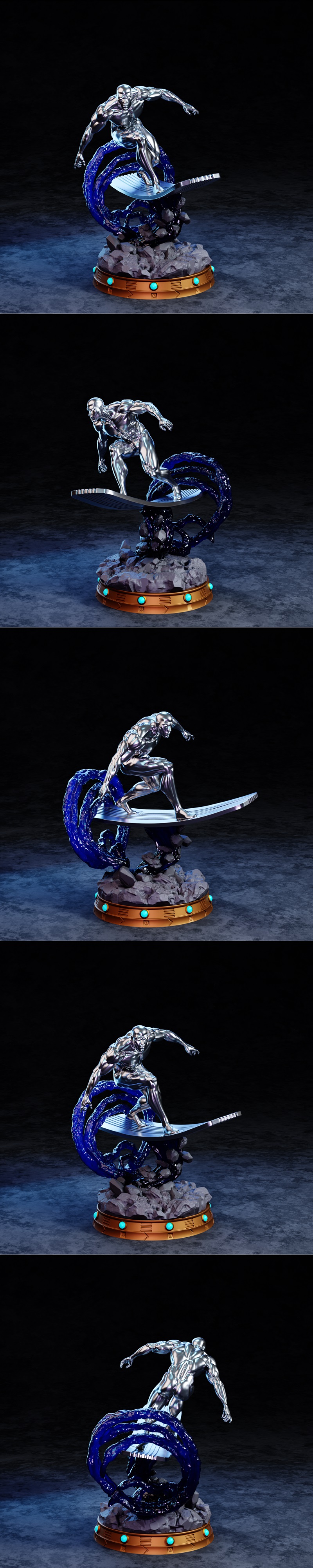 BrunoArt3D 3D打印模型：银色追风者|BrunoArt3D – Silver Surfer – 3D Print Model STL