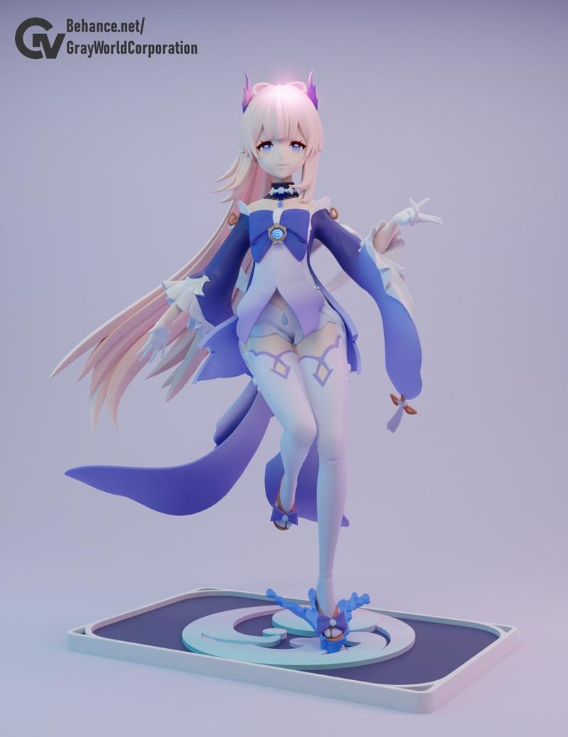 灰世科技 - 墨影 - 三民模型|Gray World Corp – Sangonomiya Kokomi. Genshin Impact – 3D Print Model STL