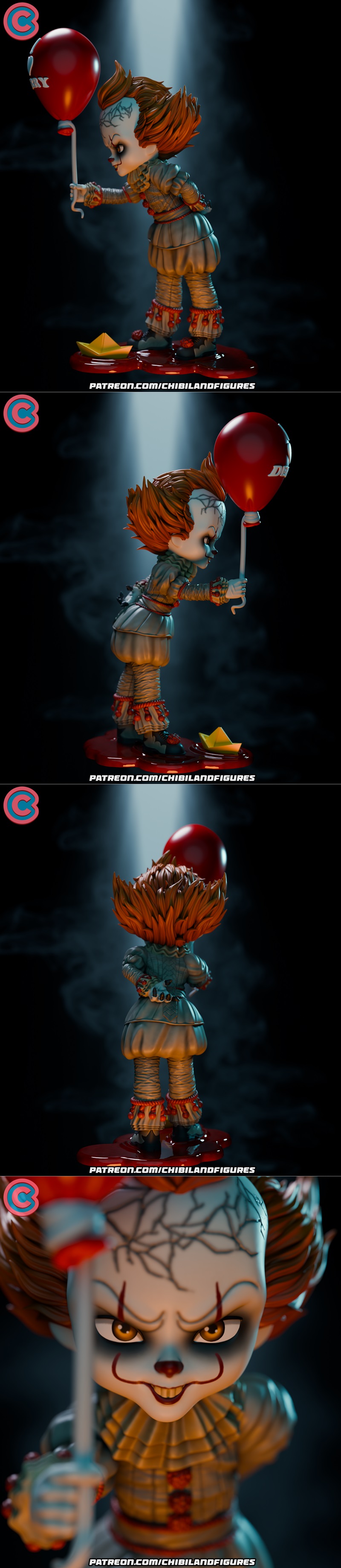 Chibi风格3D打印模型：IT之潘尼威斯|Chibi Land Figures – Pennywise (IT) – 3D Print Model STL