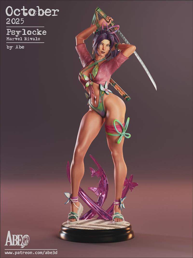 Abe3D - 心灵感应者·蝴蝶少女 3D打印模型|Abe3D – Psylocke Breezy Butterfly – 3D Print Model STL