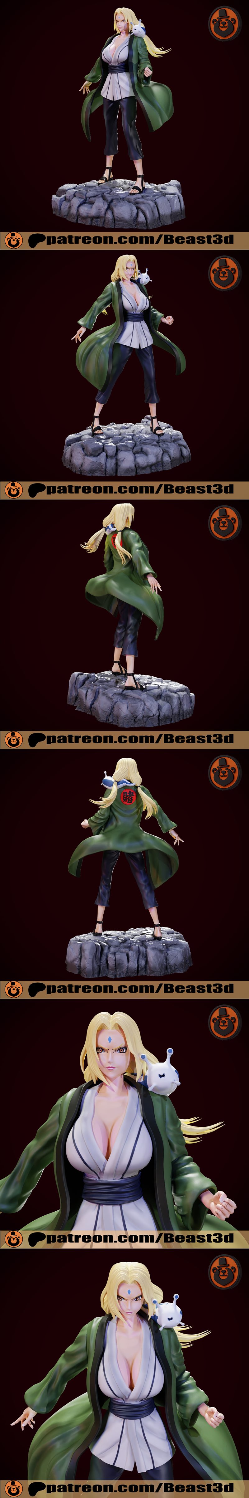 Beast3d - 女忍者漩涡博人 - 3D打印模型|Beast3d – Tsunade – 3D Print Model STL