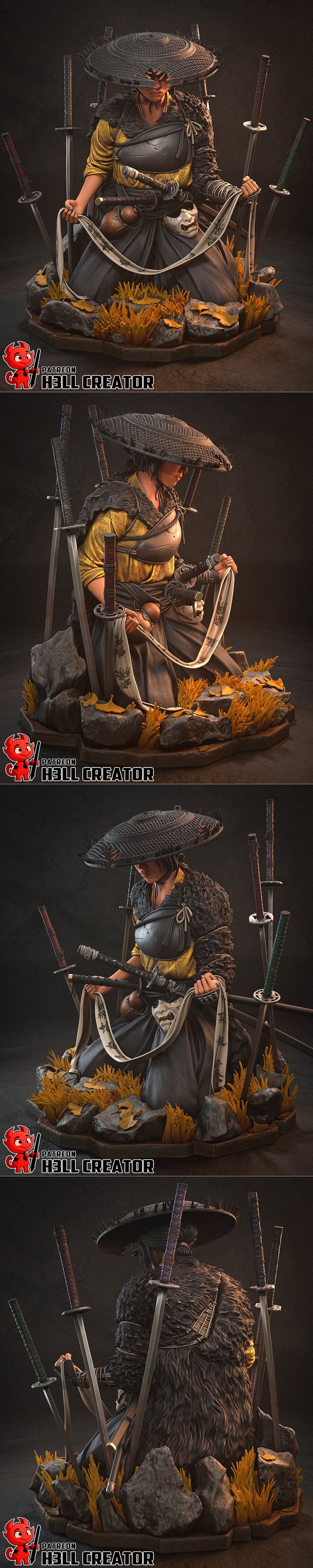 H3LL创作者 - 亚图 - 乙太幽灵 3D打印模型|h3LL creator – Atsu – Ghost of Yotei – 3D Print Model STL