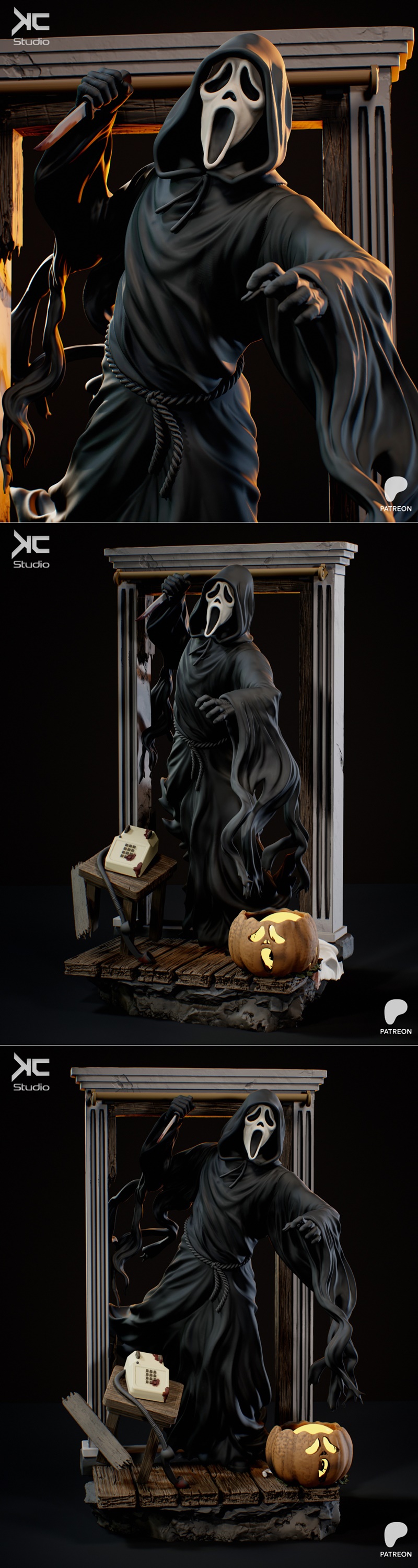 KC Studio - 诡影面罩 - 3D打印模型|KC Studio – Ghostface – 3D Print Model STL
