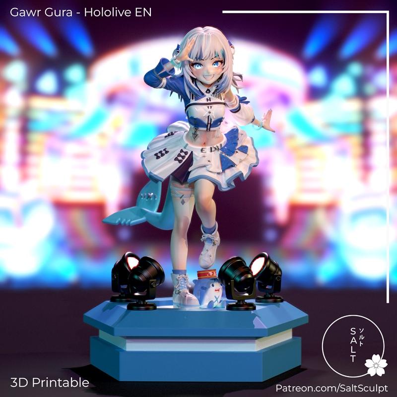 盐雕·戈尔·古拉·Hololive 3D打印模型|Saltsculpt – Gawr Gura – Hololive – 3D Print Model STL