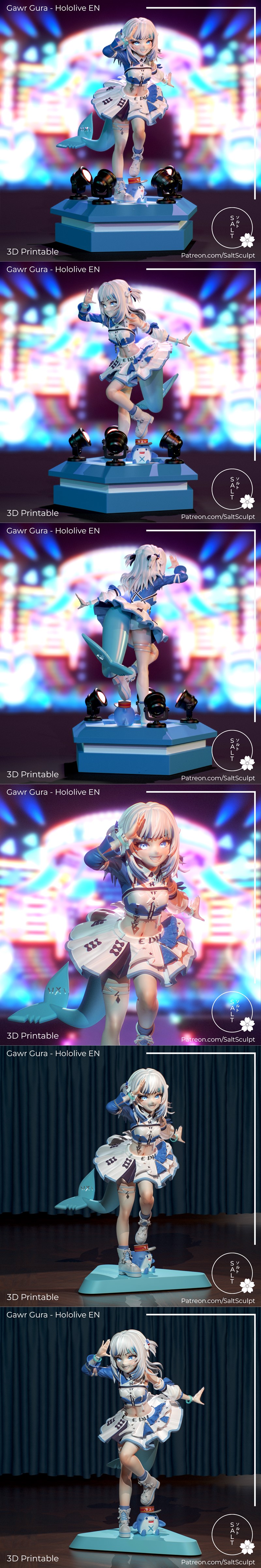 盐雕·戈尔·古拉·Hololive 3D打印模型|Saltsculpt – Gawr Gura – Hololive – 3D Print Model STL