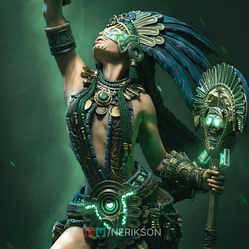 Nerikson 《涅卡琳：死之女祭司》3D打印模型|Nerikson – Necalin The Priestess of Death – 3D Print Model STL