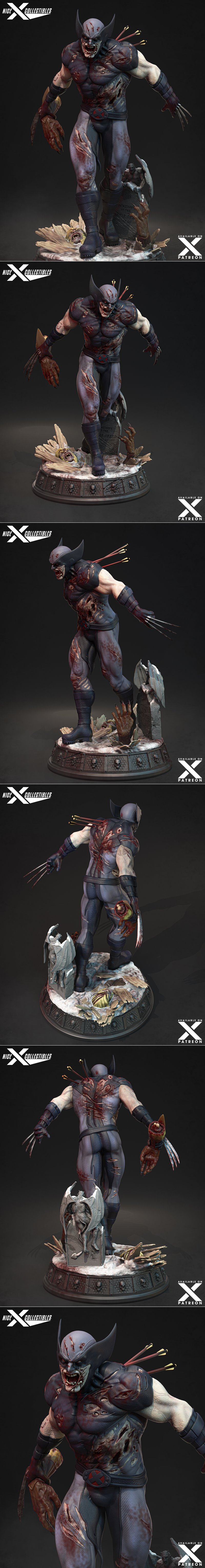 Nice X Collectibles - 疯狂战士狼人僵尸 3D打印模型|Nice X Collectibles – Wolverine Zombie – 3D Print Model STL
