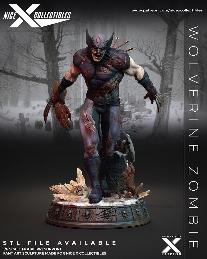 Nice X Collectibles - 疯狂战士狼人僵尸 3D打印模型|Nice X Collectibles – Wolverine Zombie – 3D Print Model STL