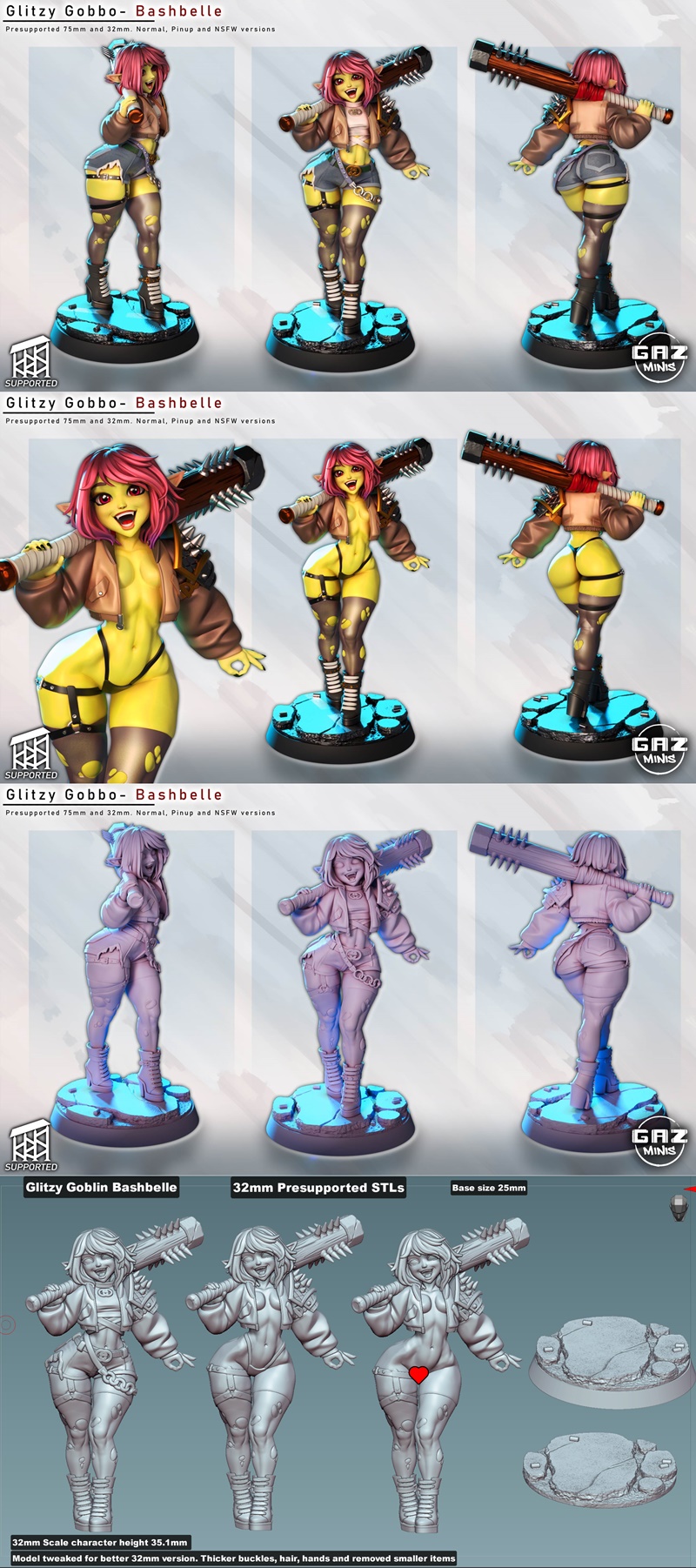 闪耀小恶魔 – 巴什贝尔 – 3D打印模型|Glitzy Gobbo – Bashbelle – 3D Print Model STL