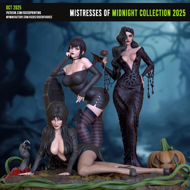 Diorama 3D打印模型：午夜女主人角色收藏|OXO3D Figures – Mistress Of Midnight Collection Diorama – 3D Print Model STL