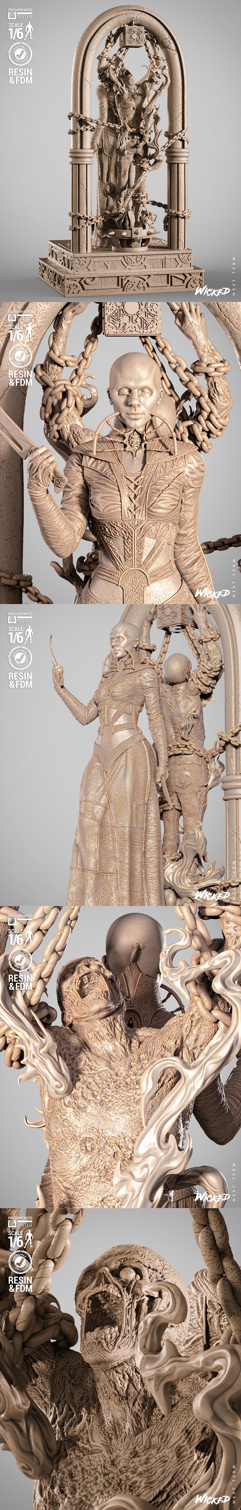 邪恶女修女3D打印模型|Wicked – Female Cenobite Sculpture – 3D Print Model STL