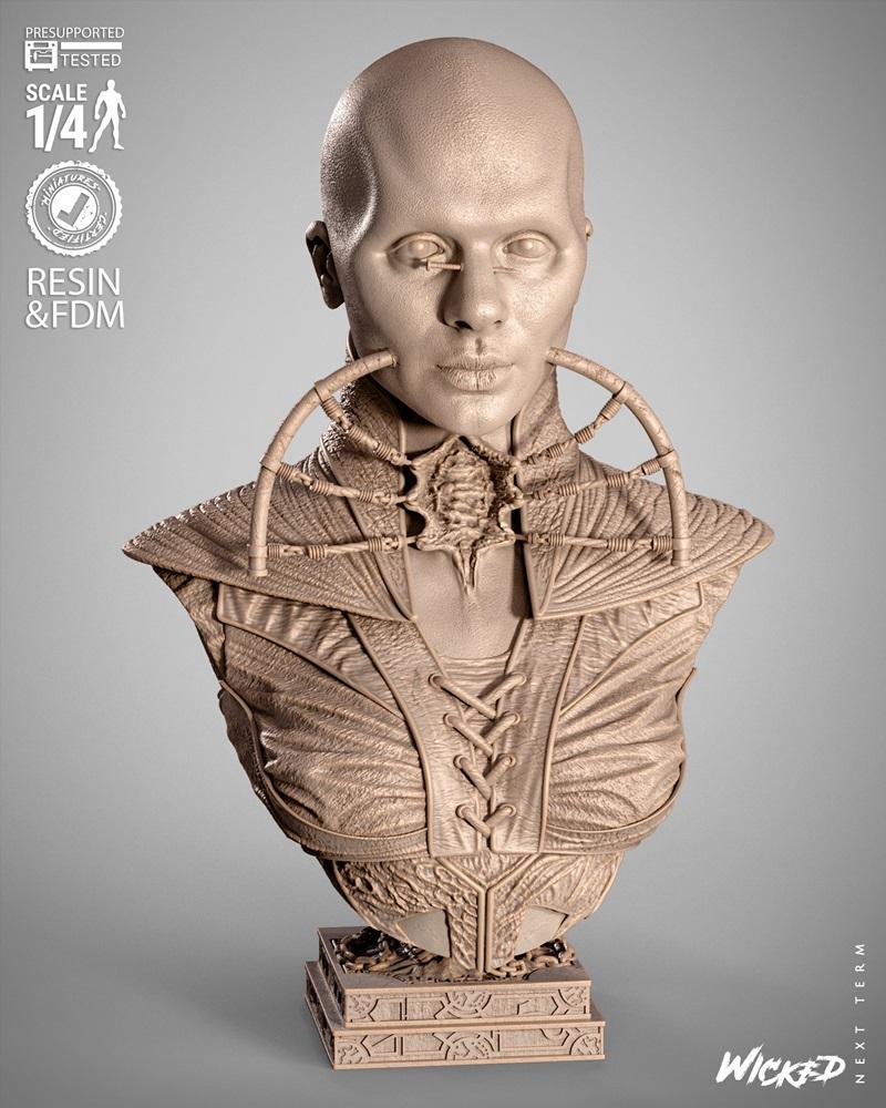 邪恶女修女形象3D打印模型|Wicked – Female Cenobite Portrait Bust – 3D Print Model STL