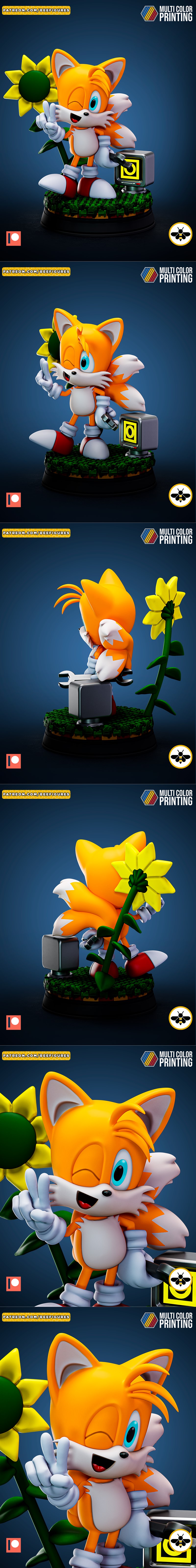 蜂群图腾 - 尾部形态 -  sonic经典角色 3D打印模型|Bee Figures – Tails – Sonic Classic – 3D Print Model STL