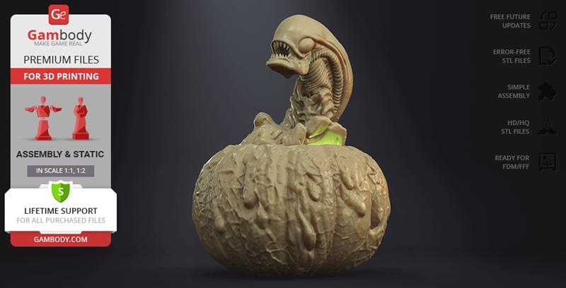 Gambody Halloween南瓜异形3D打印模型|Gambody – Halloween – Pumpkin – Xenomorph – Alien – 3D Print Model STL