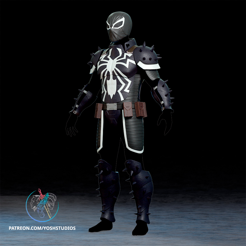 Yosh Studios - Venom全套装3D打印模型|Yosh Studios – Agent Venom Full Costume – 3D Print Model