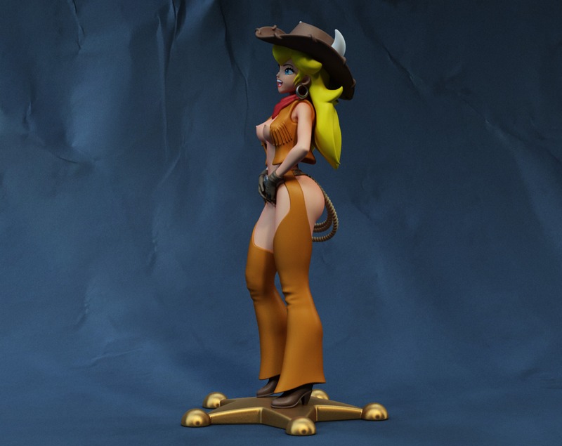 Cowgirl Peach 3D打印模型|Waifu Studios – Cowgirl Peach – 3D Print Model