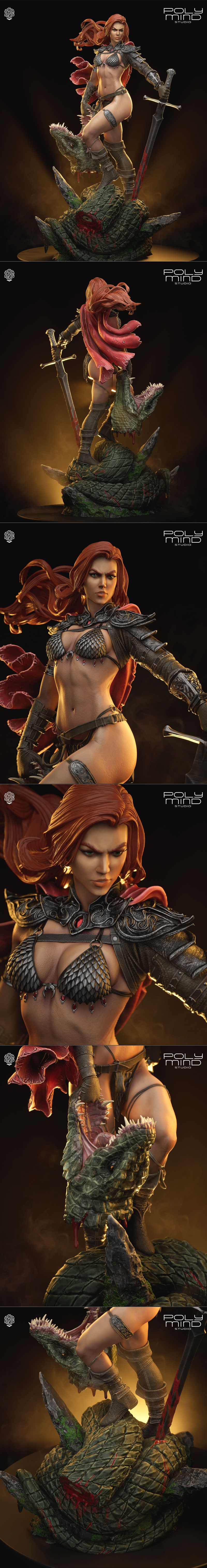 Poly Mind Studio - 红Sonja - 3D打印模型|Poly Mind Studio – Red Sonja – 3D Print Model STL