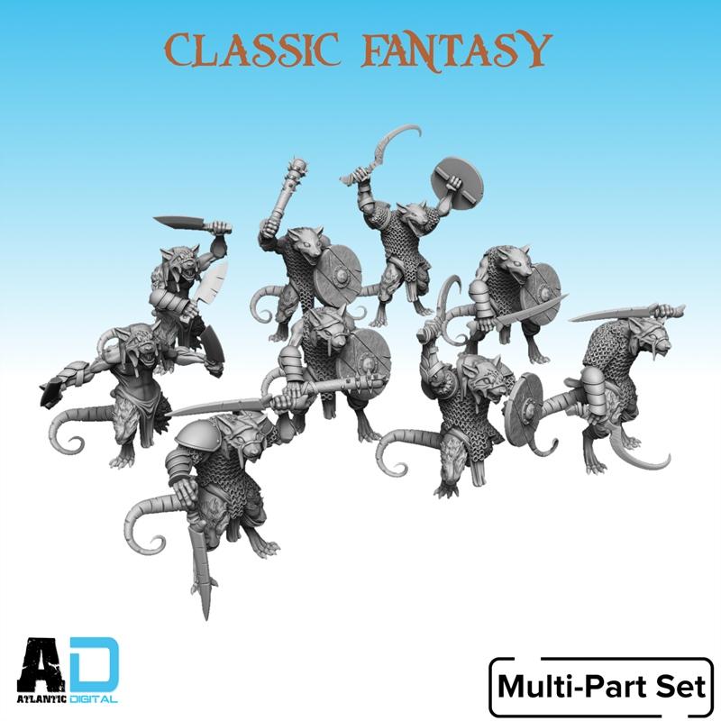 战地大西洋——鼠人战士 2025年 3D打印模型 STL|Wargames Atlantic – Ratmen Warriors August 2025 – 3D Print Model STL