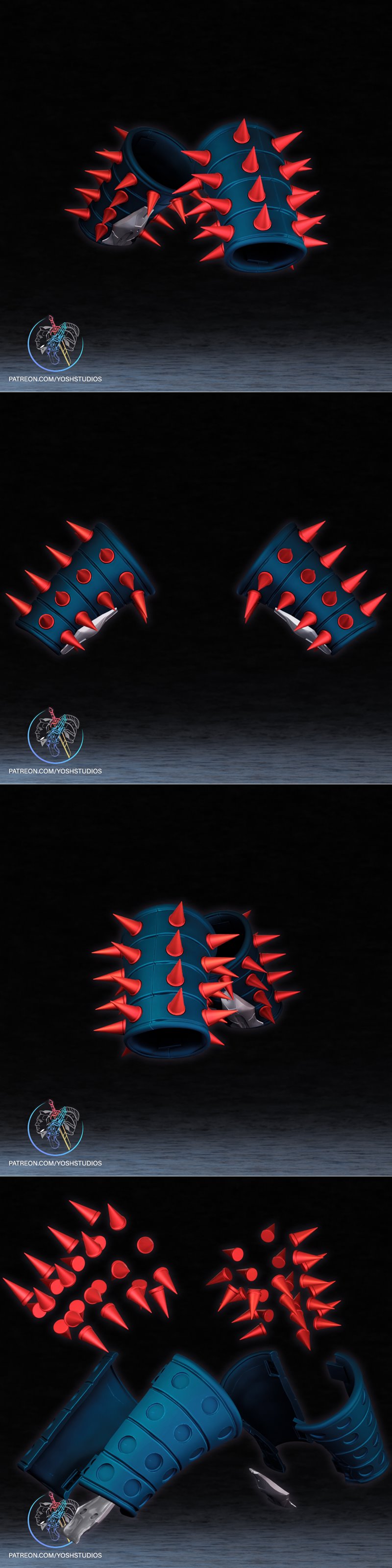 蜘蛛侠3D打印手环模型|Spider – Punk Bracelets – 3D Print Model STL