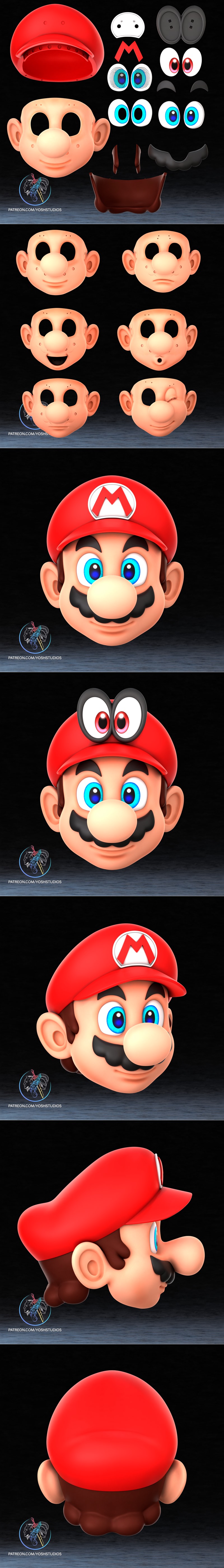 马里奥意大利红帽水管工3D打印模型|Mario – Italian Red Plumber Mask – 3D Print Model STL