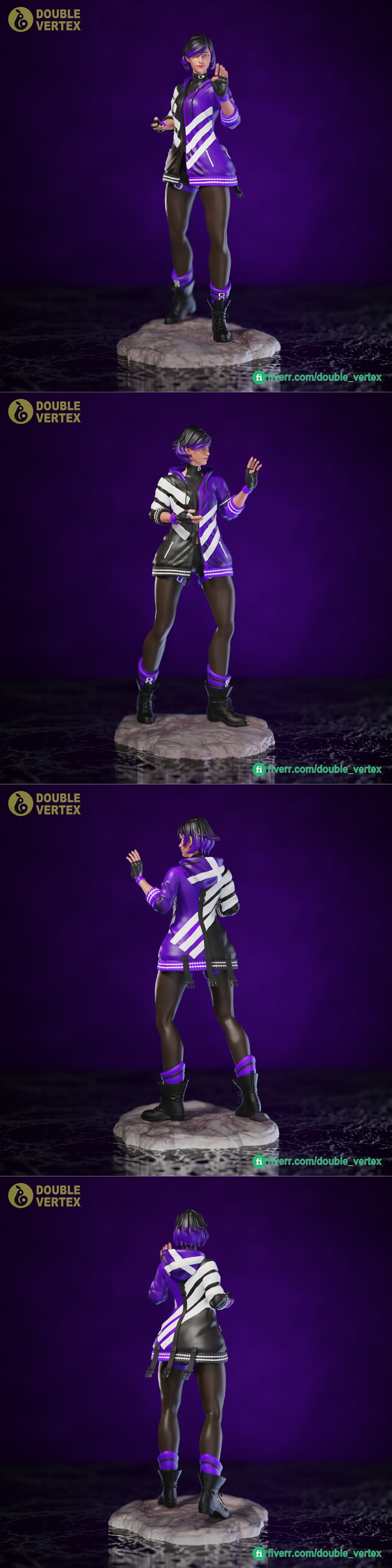 双顶点——《街头霸王8》米希玛莉亚 3D打印模型|Double Vertex – Reina Mishima – Tekken 8 Fanart – 3D Print Model STL