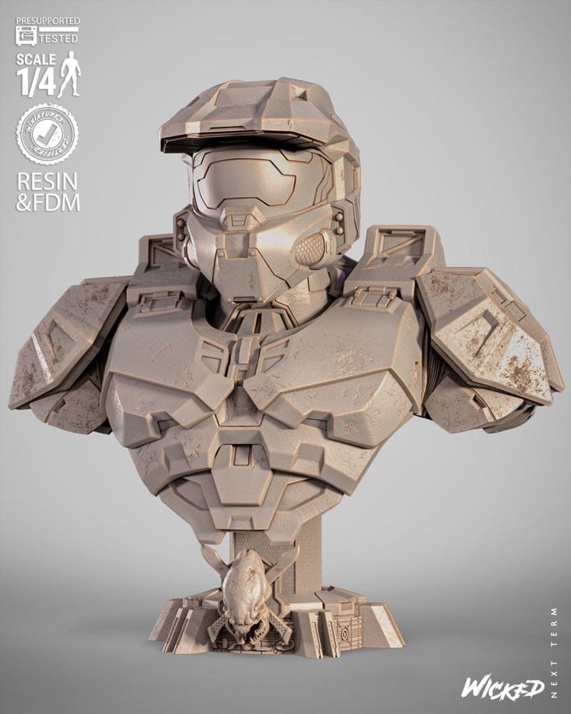Wicked角色雕像3D打印模型|Wicked – Masterchief Portrait Bust – 3D Print Model STL