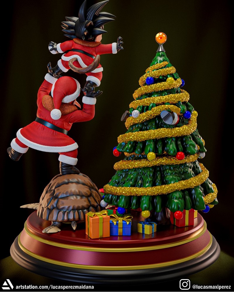 龙珠圣诞场景3D打印模型|Dragon Ball Christmas Diorama – 3D Print Model