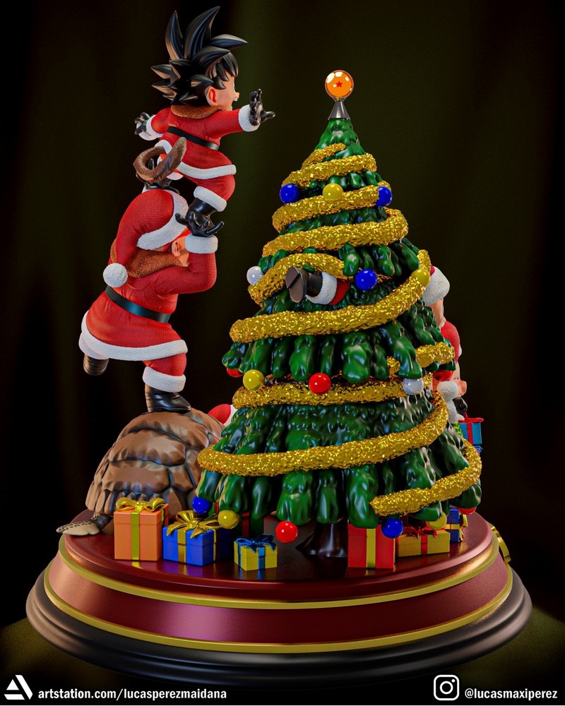 龙珠圣诞场景3D打印模型|Dragon Ball Christmas Diorama – 3D Print Model