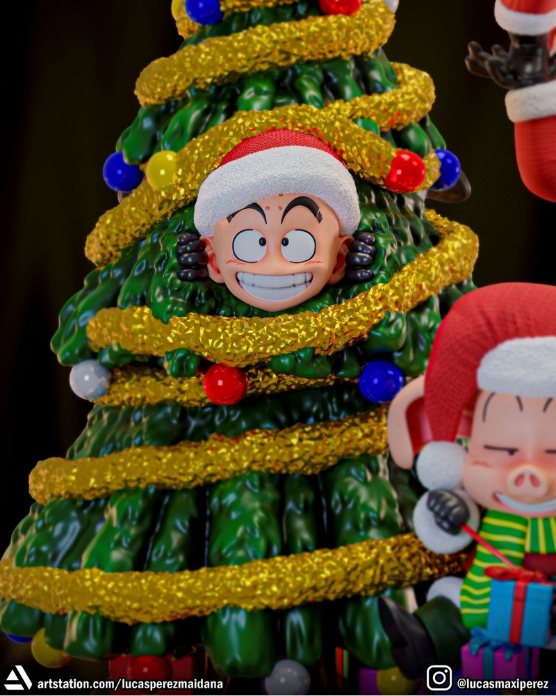 龙珠圣诞场景3D打印模型|Dragon Ball Christmas Diorama – 3D Print Model