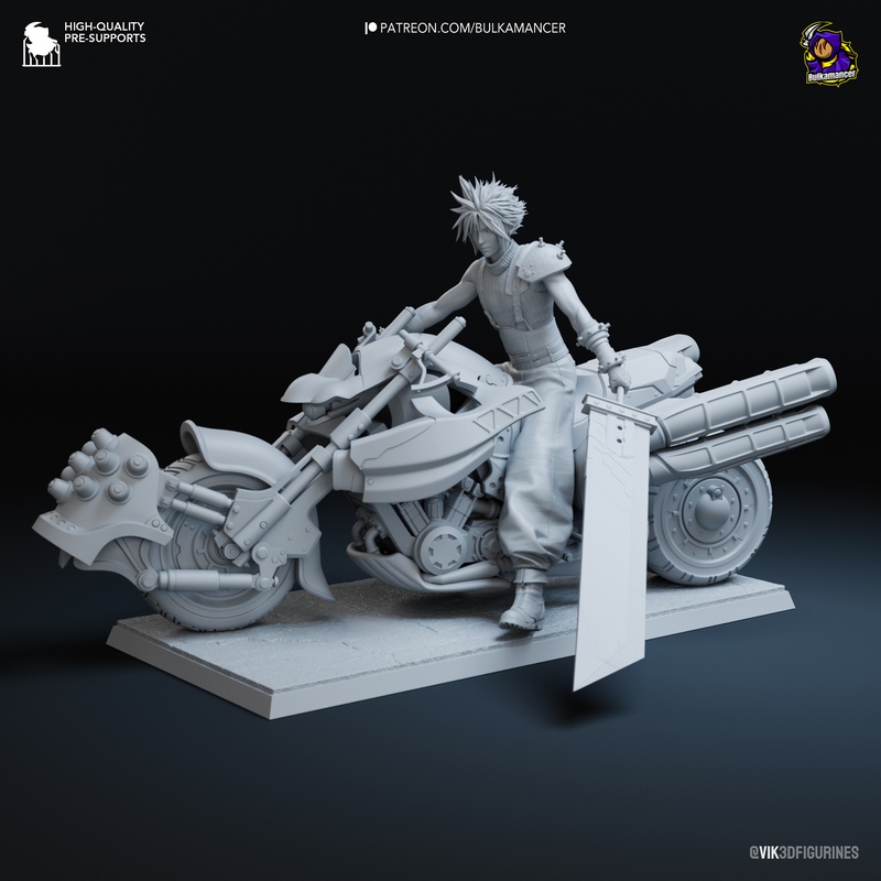 最终幻想七 云顶之巅 3D打印模型|Bulkamancer – Cloud Strife on Hardy-Daytona – Final Fantasy VII – 3D Print Model