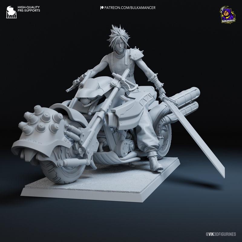 最终幻想七 云顶之巅 3D打印模型|Bulkamancer – Cloud Strife on Hardy-Daytona – Final Fantasy VII – 3D Print Model
