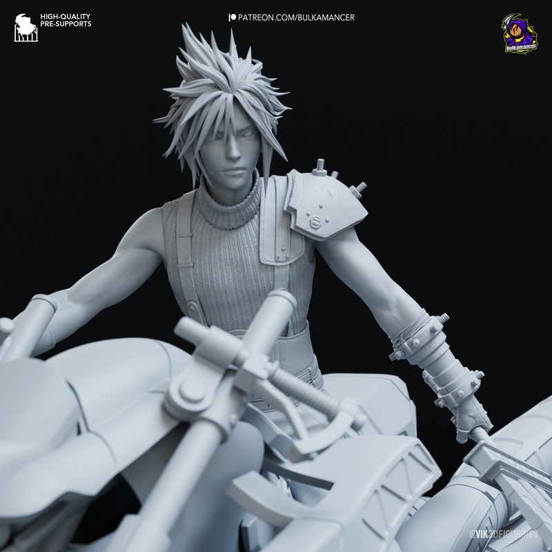 最终幻想七 云顶之巅 3D打印模型|Bulkamancer – Cloud Strife on Hardy-Daytona – Final Fantasy VII – 3D Print Model