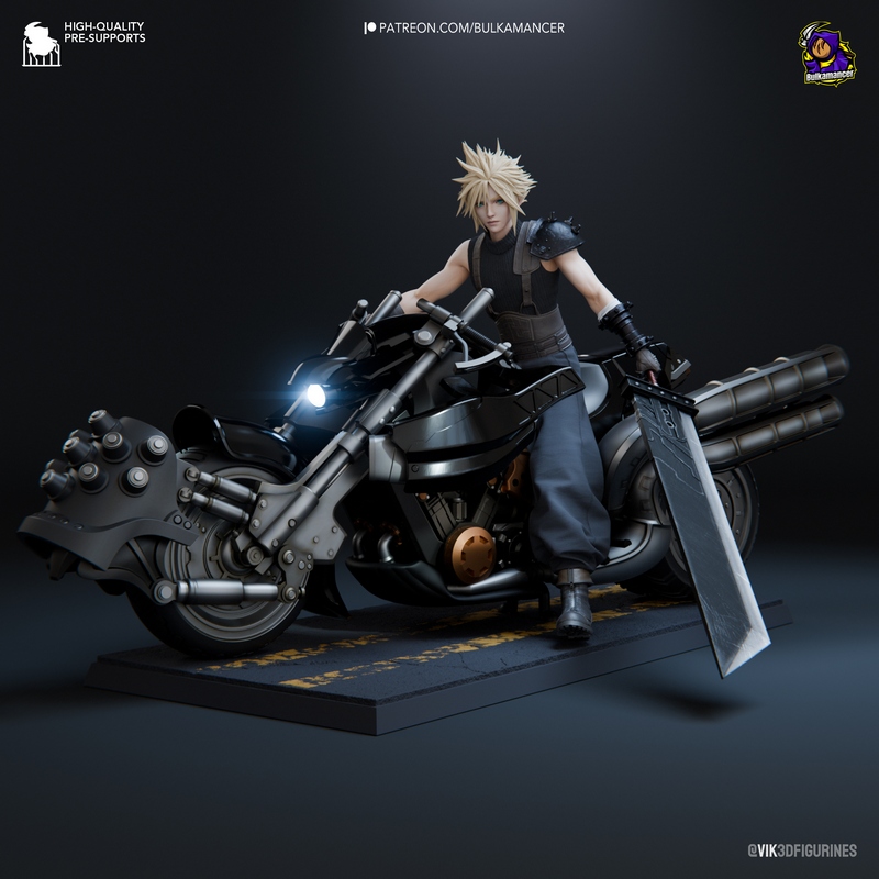 最终幻想七 云顶之巅 3D打印模型|Bulkamancer – Cloud Strife on Hardy-Daytona – Final Fantasy VII – 3D Print Model