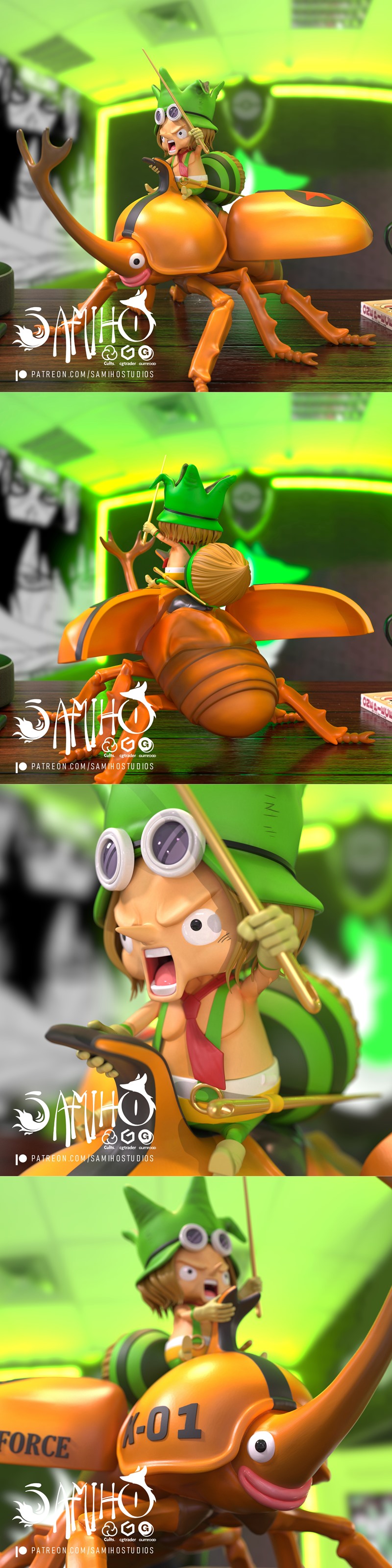 Samiho Studios-《Tontatta Leo与黄色Kabu》3D打印模型|Samiho Studios – Tontatta Leo and Yellow Kabu – 3D Print Model STL