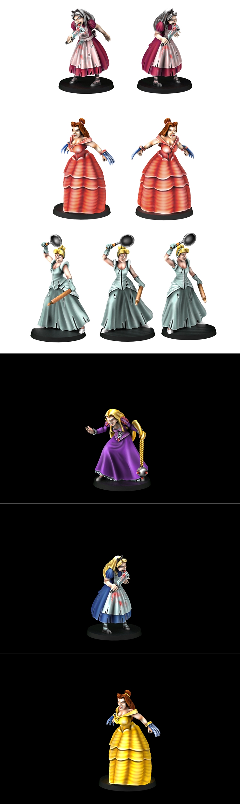 Cross Lances系列公主们发怒了 3D打印模型|Cross Lances – Princesses got angry – 3D Print Model STL