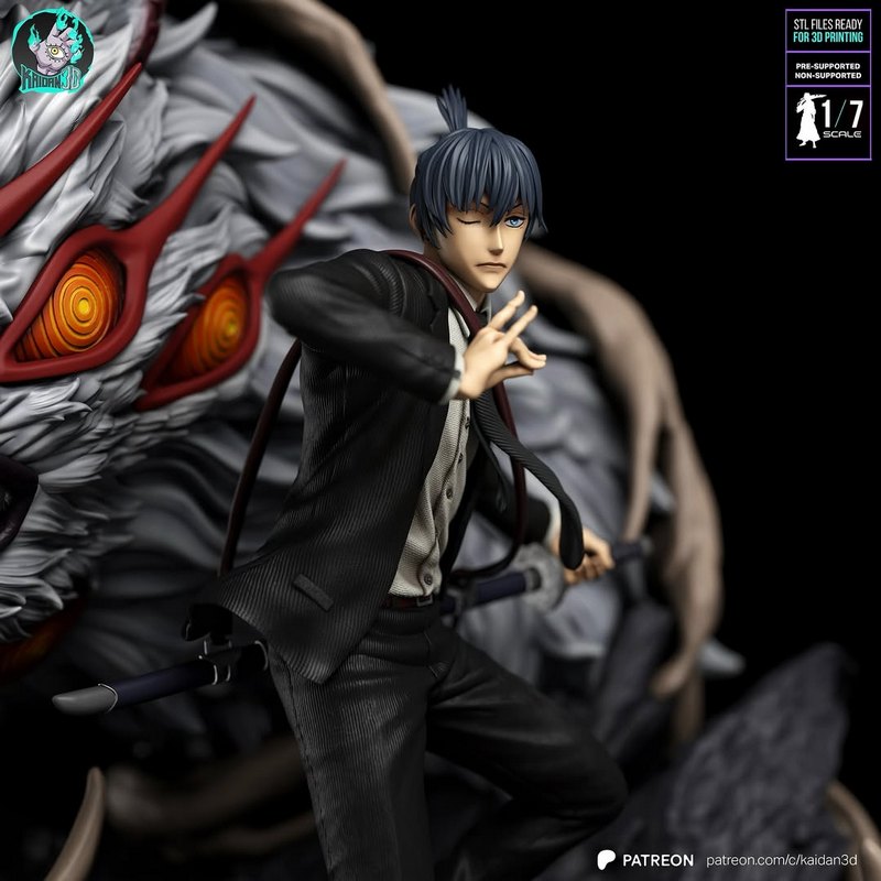 Kaidan 3D打印模型：Aki Hayakawa x The Fox Devil（ Chainsaw Man）|Kaidan – Aki Hayakawa x The Fox Devil – Chainsaw Man – 3D Print Model